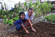 Junior Master Gardener and his mother